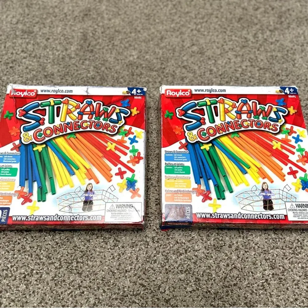 Roylco Straws & Connectors Building Set, 2 Sets, STEM Toy